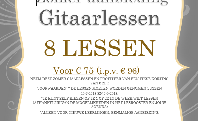 Zomeraanbieding gitaarlessen